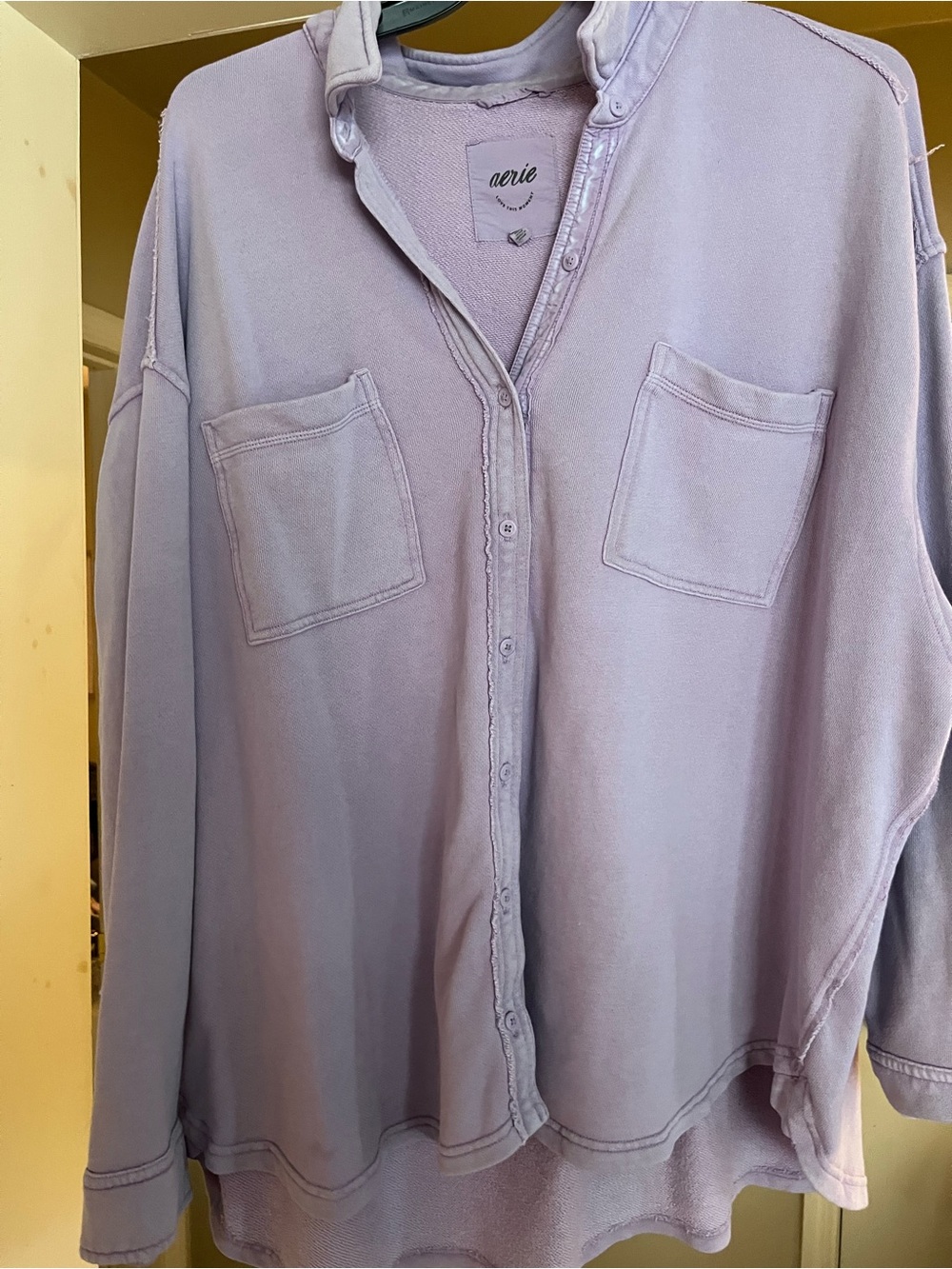 Aerie Relaxed Button-Up Shirt in Lilac